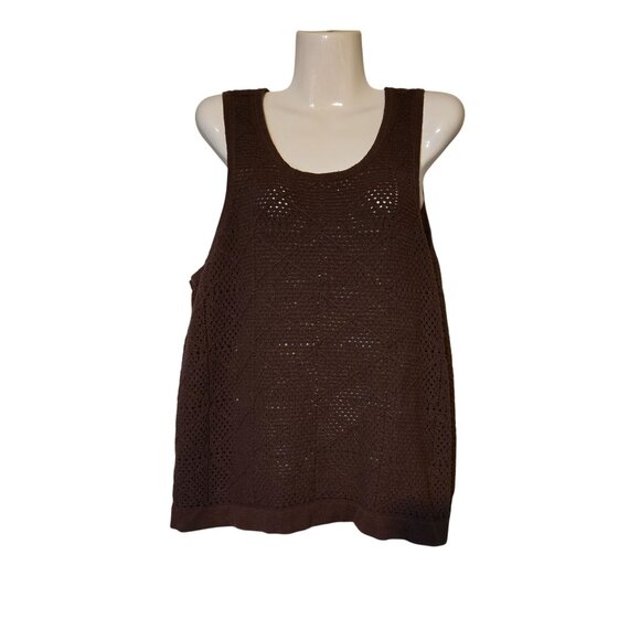 Abercrombie/Fitch Women's M Crocheted Knit Brown Top Y2K Capsule Timeless Style. - Picture 2 of 8